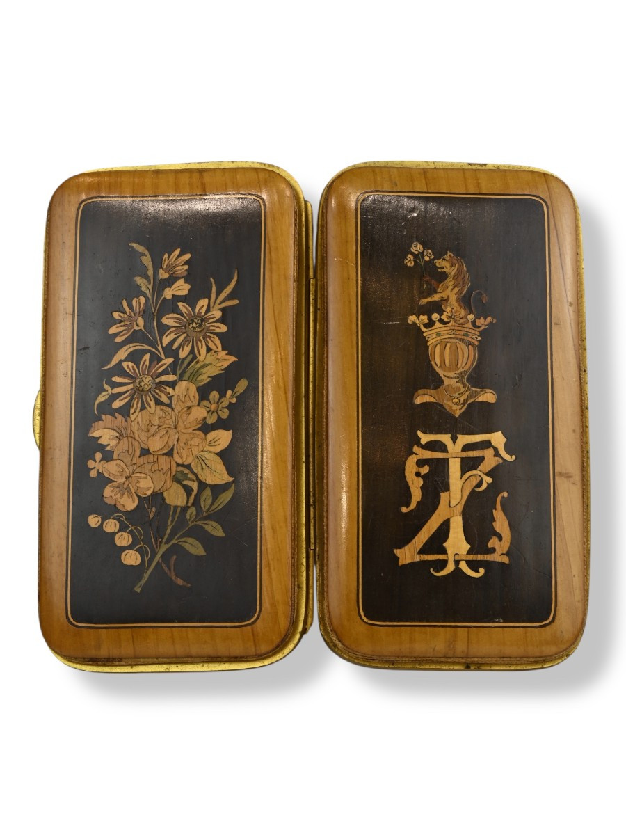 Finely Inlaid Wooden Cigar Holder - Germany - 1880-photo-1